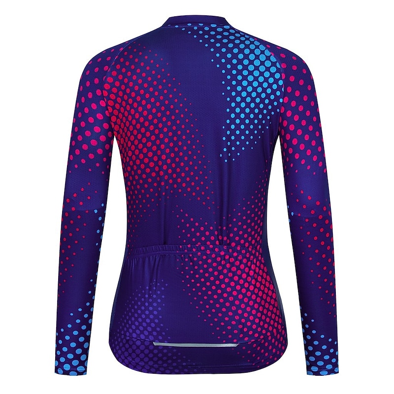 Women's Cycling Jersey Polka Dot Long Sleeve Bike Jersey Top with 3 Rear Pockets Mountain Bike MTB Road Bike Cycling Quick Dry Reflective Strips Back Pocket Moisture Wicking Sports Dark Blue Clothing3