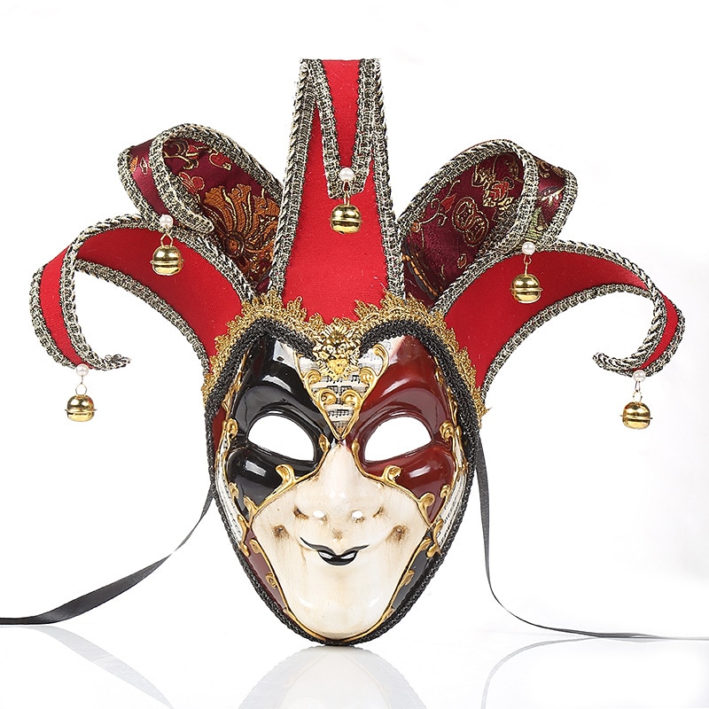 Harlequin Halloween Venetian Mask Volto Larva Carnival Mask Full Face Adults' Men's Carnival Mardi Gras Party Masquerade Carnival of Venice Easy Halloween Costumes Dress Up3