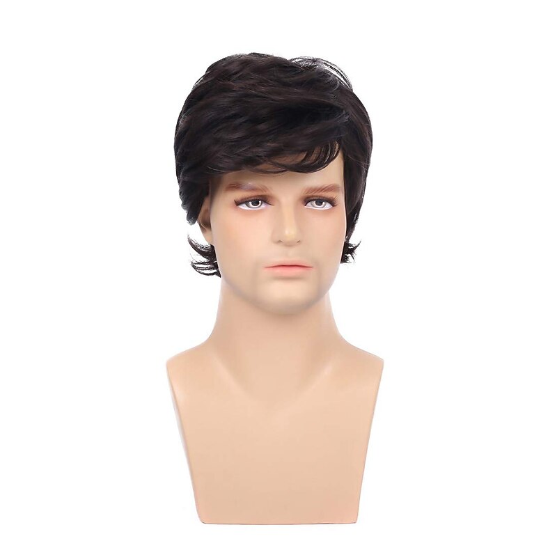 Black Wigs for Men Synthetic Wig Straight Wig Black Synthetic Hair Men'S Black2