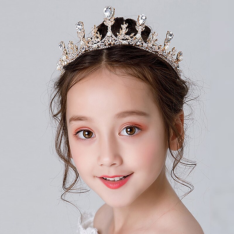 Kids Girls' Hair Accessories Golden water drop crown Silver water drop crown4