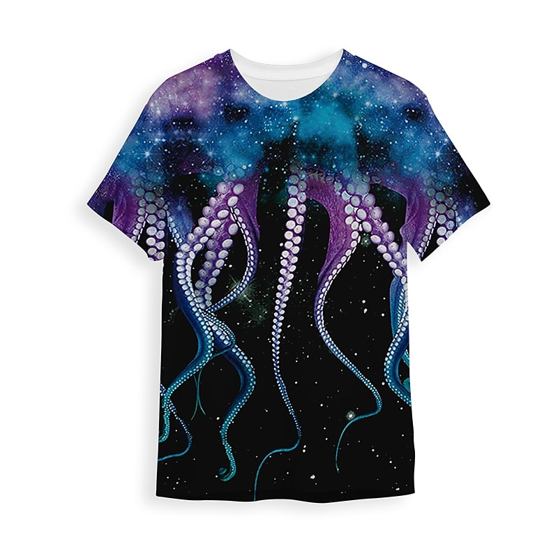 Men's Graphic Octopus T Shirt Short Sleeve T shirt 3D Print Crew Neck Shirt Designer Classic Casual Daily Sports Weekend Black-White Red Blue Summer Clothing Apparel S M L XL XXL 3XL3