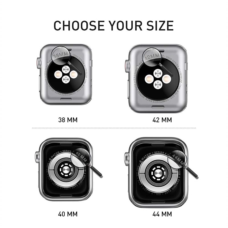 3 Pack Waterproof Apple Watch Case For Series 7 / SE / 6/5/4/3/2/1 Apple Watch Screen Protector Full Coverage TPU Cover 38mm 42mm 44mm 40mm 41mm 45mm3