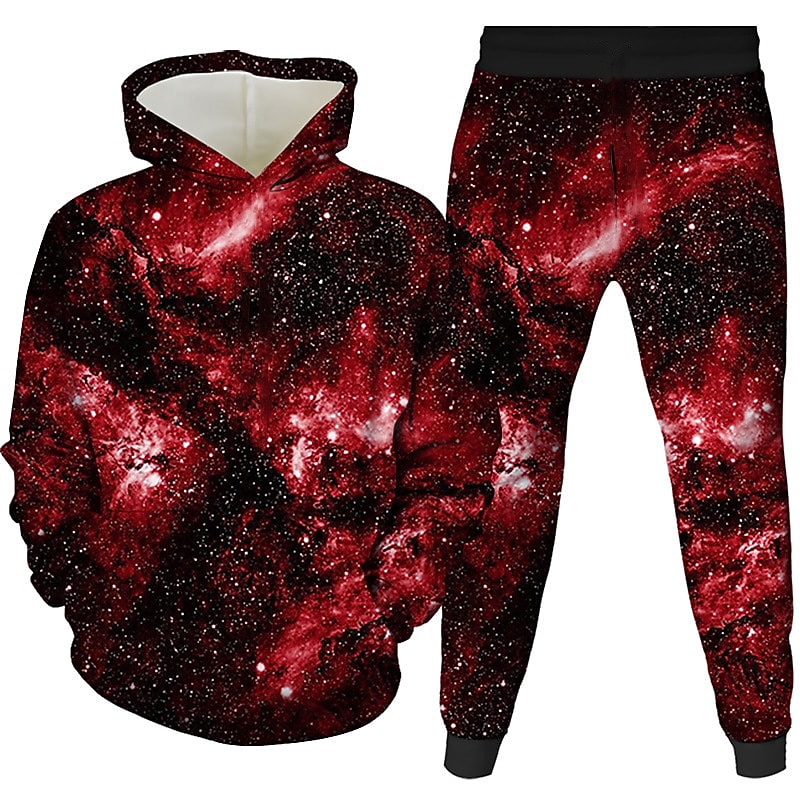 Unisex 3D Space Hoodie & Sweatpants Set Spring Fall Winter Sports Daily Kids 3-12 Years Outdoor Sports Loose Fit4