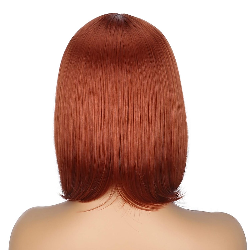 Orange Wigs For Women Porsmeer Short Bob Straight Hair Wigs For Women Shoulder Length Full Wig Natural Ginger Red Color4