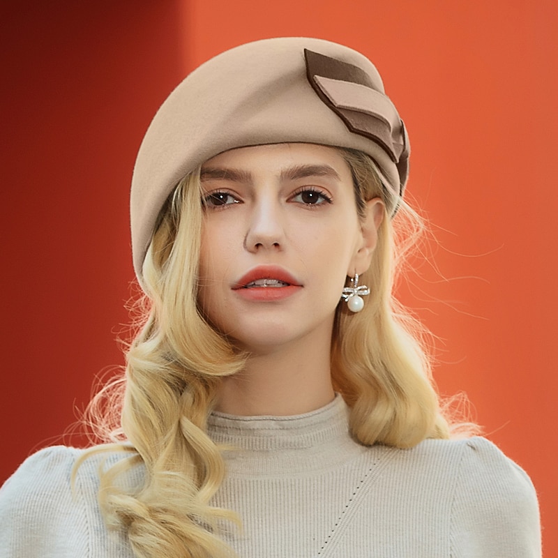 100% Wool Headwear with Bowknot 1pc Casual Headpiece