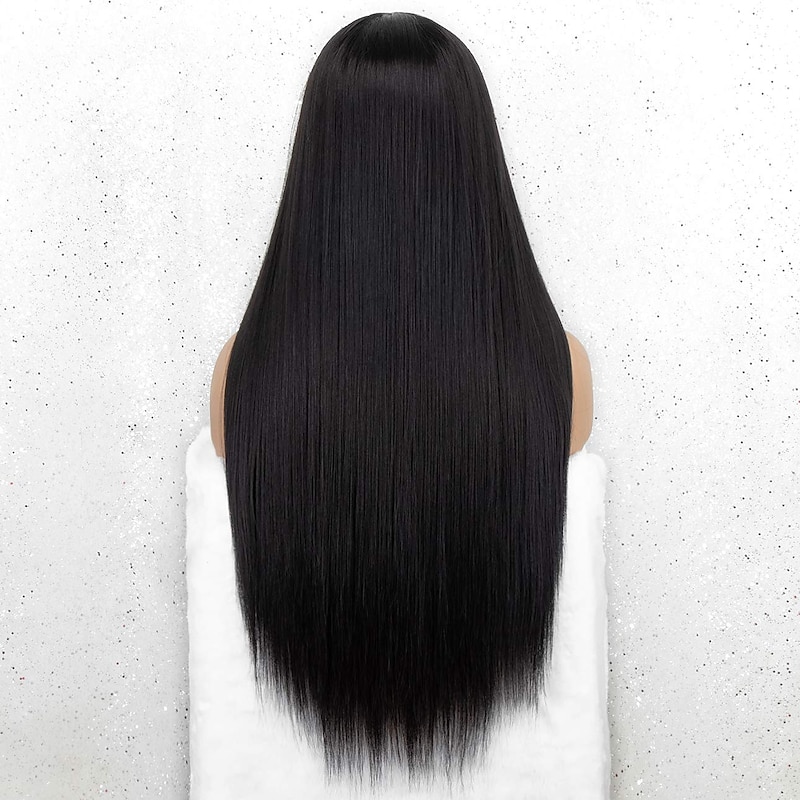 Black Wigs for Women Synthetic Wig Straight Middle Part Wig Ombre A1 A2 A3 A4 A5 Synthetic Hair 26 Inch Women's Red Black Ombre4