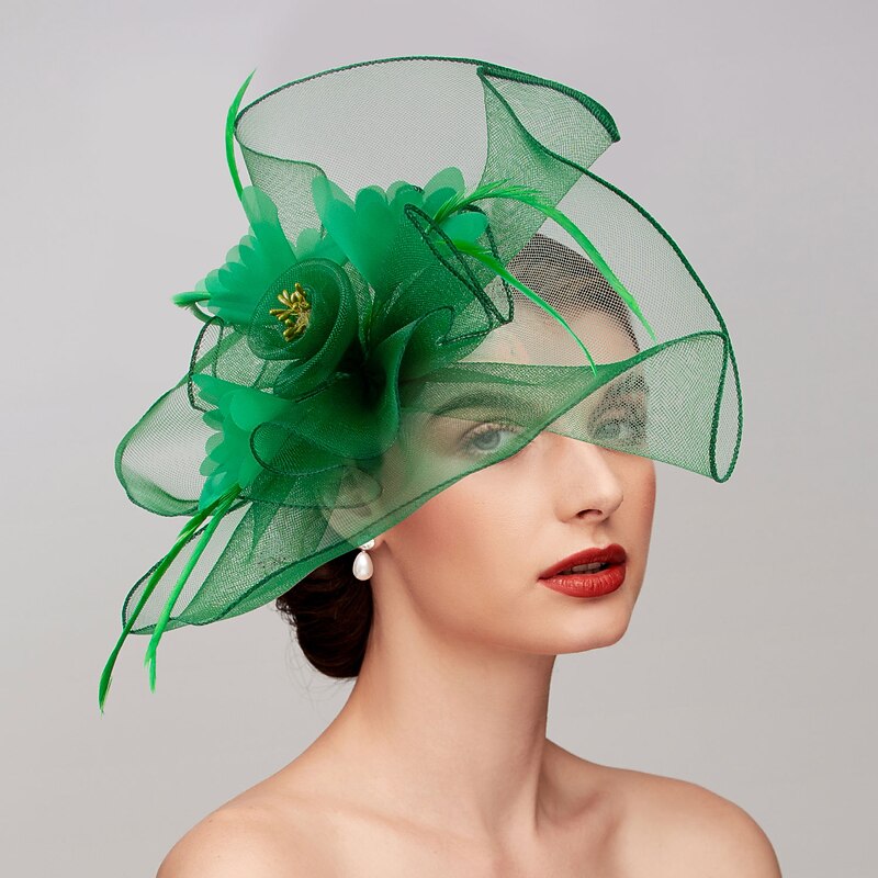 Feathers / Net Fascinators Kentucky Derby Hat/ Headpiece with Feather / Cap / Flower 1 PC Wedding / Horse Race / Melbourne Cup Headpiece