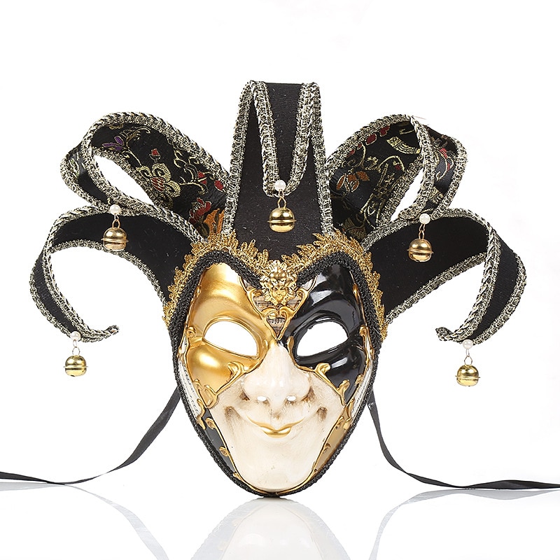 Harlequin Halloween Venetian Mask Volto Larva Carnival Mask Full Face Adults' Men's Carnival Mardi Gras Party Masquerade Carnival of Venice Easy Halloween Costumes Dress Up