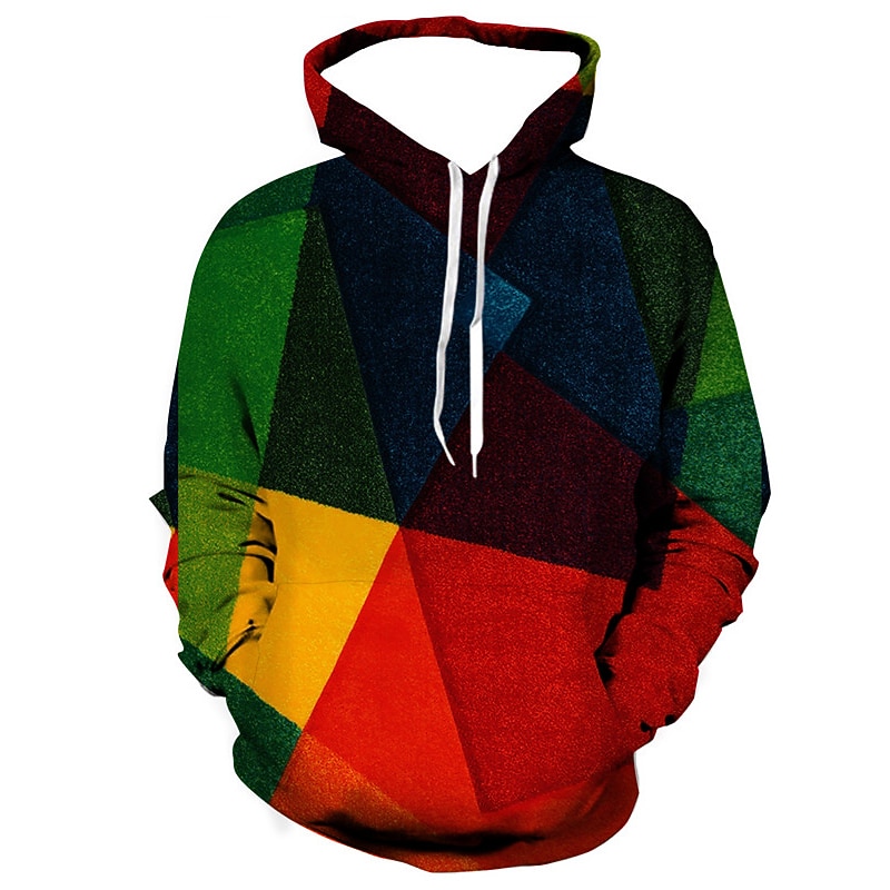 Men's Color Block Graphic Prints Hoodie Hoodies Sweatshirt Designer Casual Long Sleeve Hooded Daily Sports Yellow Red Print Spring &  Fall Designer