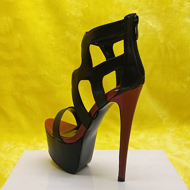 Daring Black and Red Women's High Heel Sandals - Edgy Cut-Out Design with Stiletto Heels, Perfect for Evening Wear and Special Events3