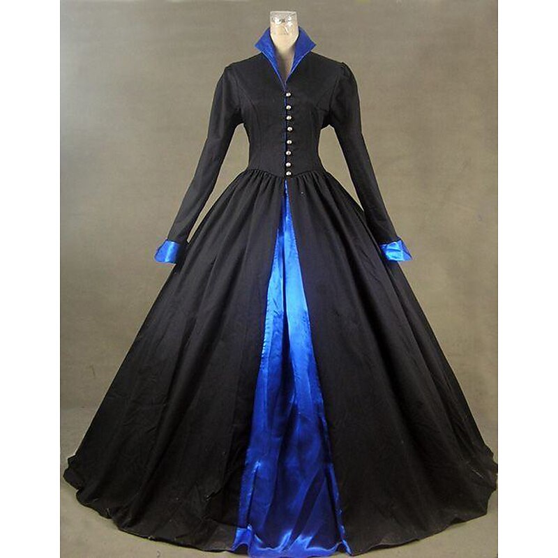 Rococo Victorian Renaissance Floor Length Dress Party Costume Masquerade Plus Size Normal Puff Balloon Sleeve Flare Cuff Sleeve Princess Lace Toile Vintage Ball Gown V Wire Fancy Dress Women's Royal