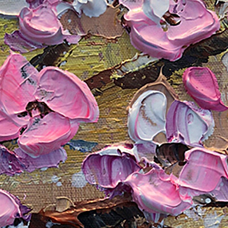 Handmade Oil Painting Canvas Wall Art Decoration Pink Plum Palette Knife Painting for Home Decor Rolled Frameless Unstretched Painting4