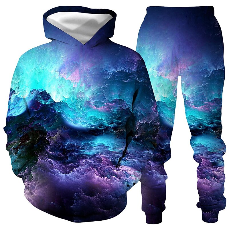 Kids Unisex Hoodie & Pants Hoodie Set 2 Pieces Purple Graphic Print Sports Outdoor Daily Sports Regular 4-12 Years / Fall / Winter / Spring