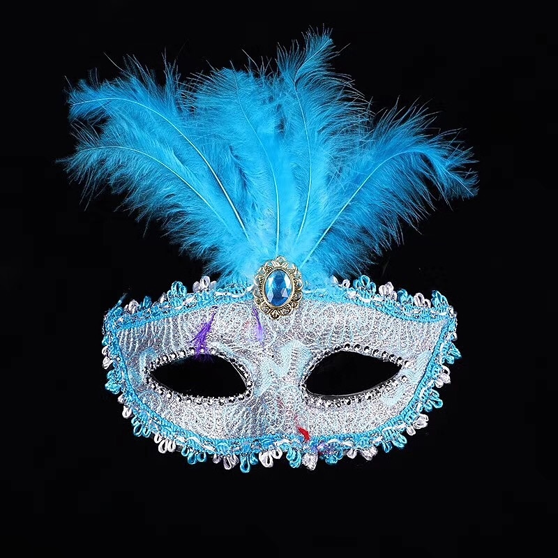 Masquerade Feather Mask Half Face Mask Ladies Decoration Carnival Festival Mask Masquerade Party Mask Venetian Eye Masks for Carnival Prom Ball Fancy Dress Party Supplies