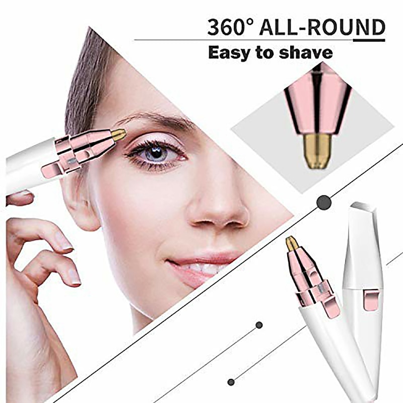 Electric Eyebrow Trimmer, Female-Specific Painless Razor, USB Rechargeable Mini Eyebrow Razor, Portable Epilator, Facial Epilator, Built-In LED Light And 2 Head Eyebrow Razors2