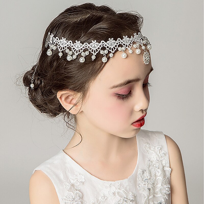 Kid's Girls' Hair Accessories Solid Color White chain garland4