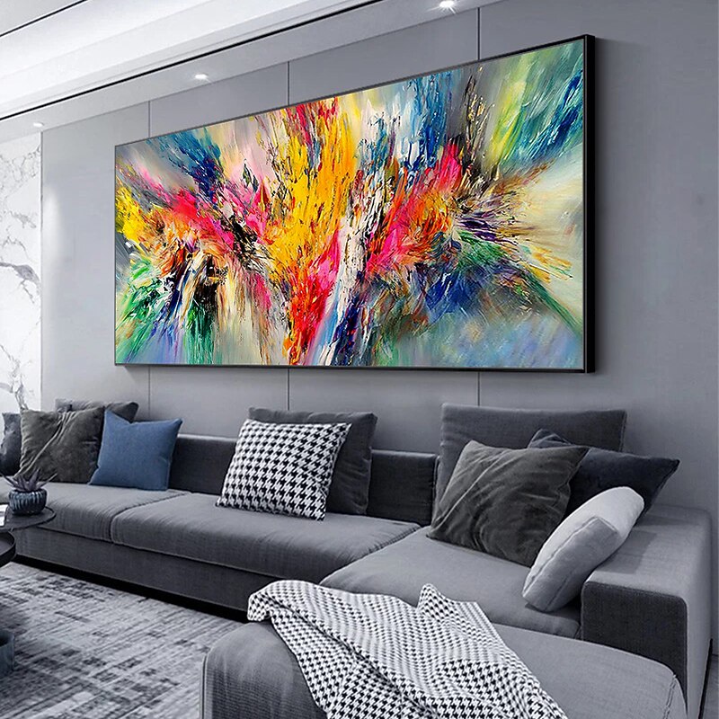 Mintura Handmade Oil Painting On Canvas Wall Art Decoration Modern Abstract Colorful Picture For Home Decor Rolled Frameless Unstretched Painting4