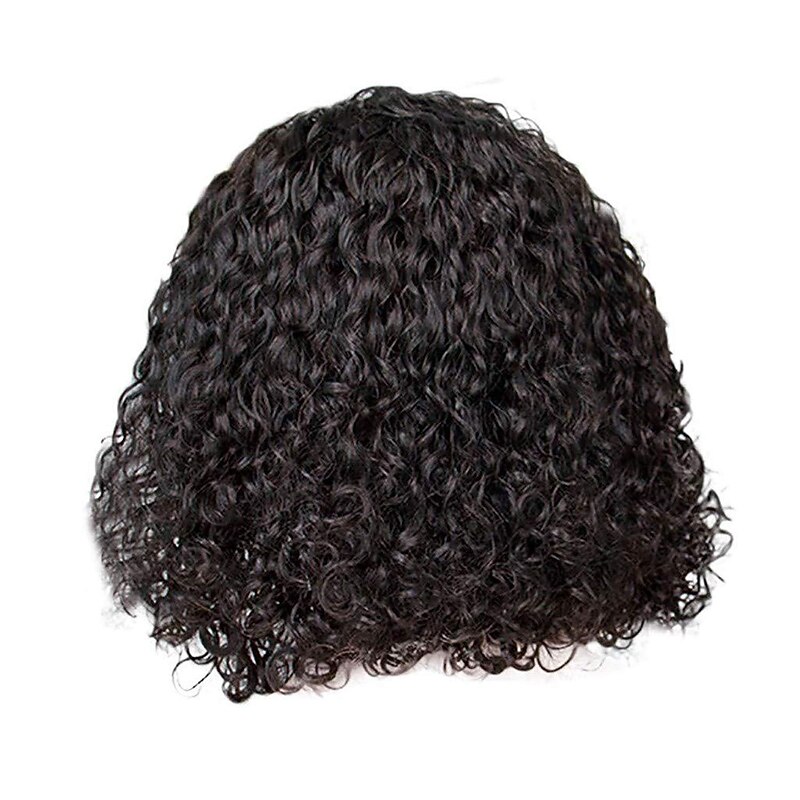 Short Bob Wave Wig Brazilian Synthetic Curly Wigs Synthetic Short Hair Wig for African American (Black,One_Size)3