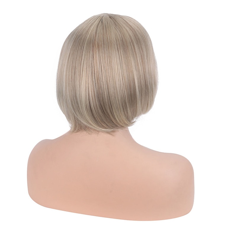 Blonde Bob Wig Blonde Wigs for Women Heat Resistant Synthetic  Wig Straight Bob Wig Short Dark Brown Women's Fashionable Design Highlighted / Balayage Wigs4
