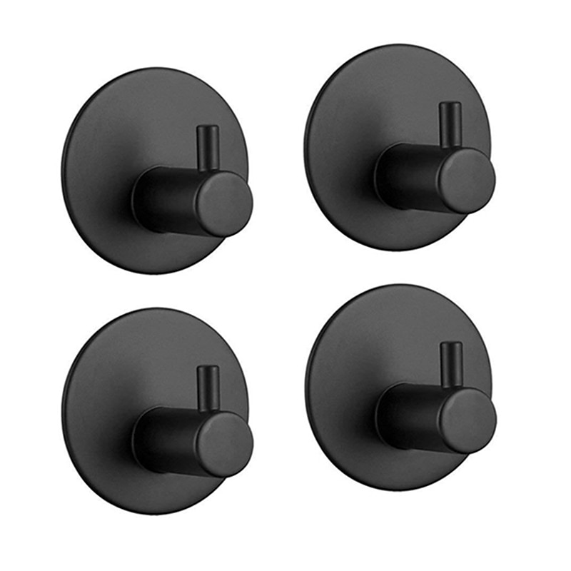 Wall Hooks 4 Pieces Self-adhesive Durable 304 Stainless Steel Wall Hangers Waterproof Rustproof for Kitchen Bathrooms 3M2