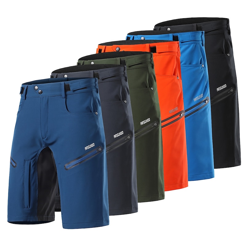 Arsuxeo Men's Solid Color Cycling MTB Shorts Bike Shorts Bike Baggy Shorts Bottoms Loose Fit Mountain Bike MTB Road Bike Cycling Sports Quick Dry Waterproof Zipper Wearable Back Pocket Dark Grey