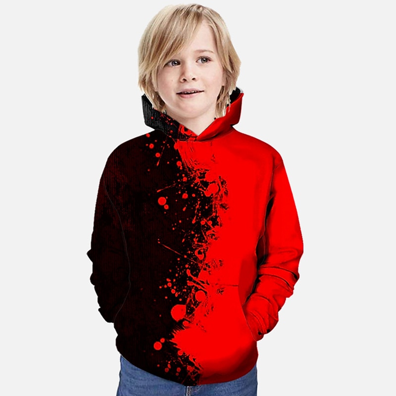 Boys 3D Color Block Hoodie Long Sleeve 3D Print Spring Fall Winter Active Sports Fashion Polyester Kids 3-12 Years Outdoor Daily Indoor Regular Fit2