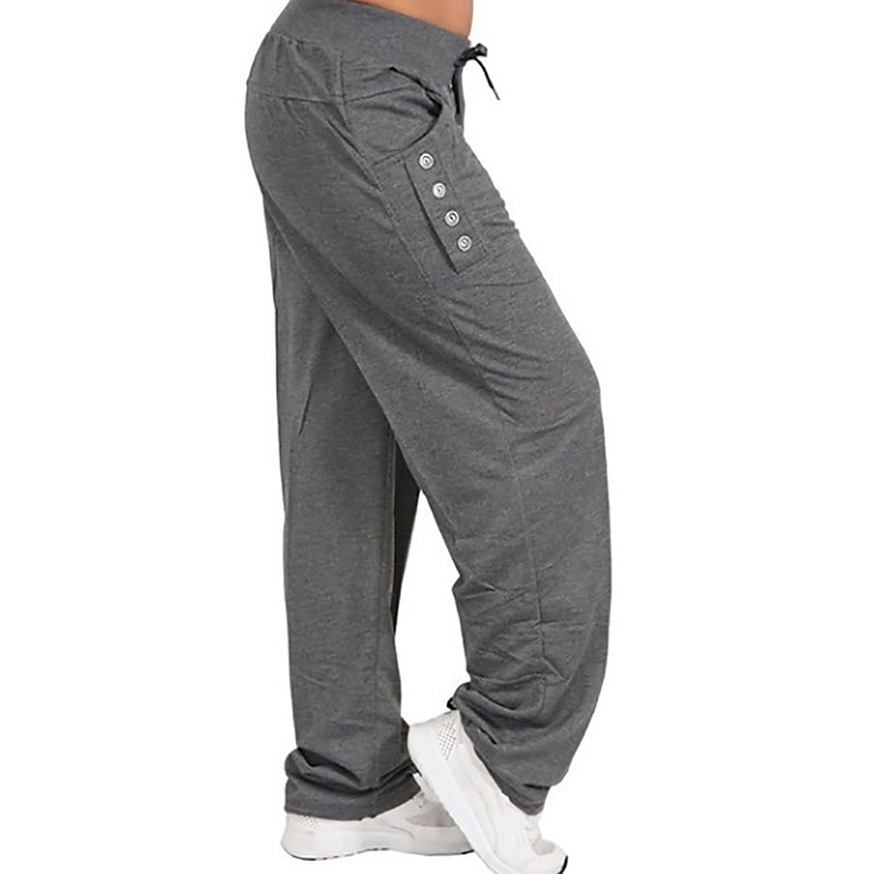 Women's Pants Trousers Sporty Casual Lounge Full Length Natural Solid Color Micro-elastic Vacation Daily Weekend Black Dark Navy Light Grey Dark Gray Fall Winter Regular Fit2