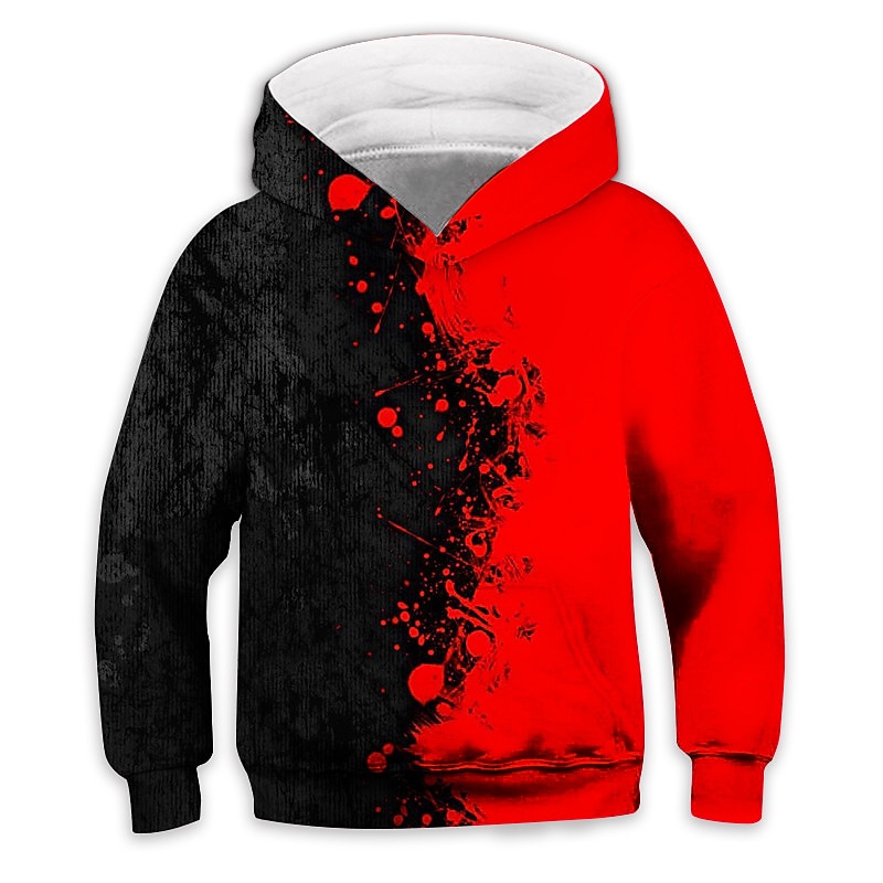 Boys 3D Color Block Hoodie Long Sleeve 3D Print Spring Fall Winter Active Sports Fashion Polyester Kids 3-12 Years Outdoor Daily Indoor Regular Fit