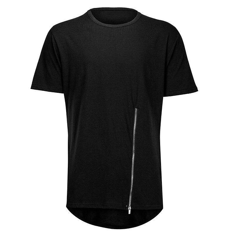Men's T Shirt Short Sleeve Crew Neck Summer Plain Fashion Lightweight Muscle Zipper Asymmetric Vacation Casual Holiday Black White Top Tee for Men4