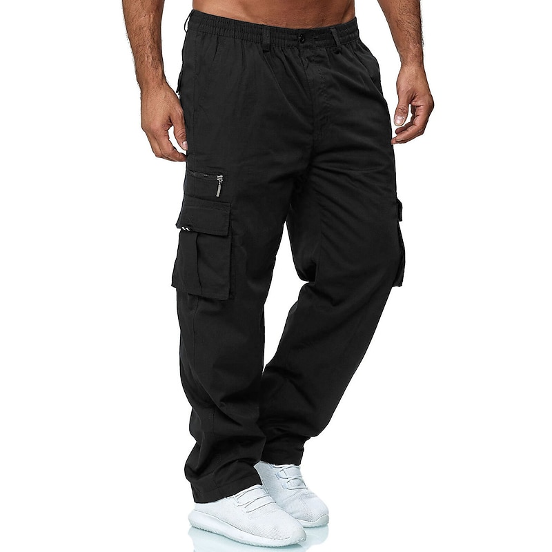 Men's Cargo Pants Cargo Trousers Joggers Plain Comfort Breathable Outdoor Daily Going out Fashion Casual Black Green4