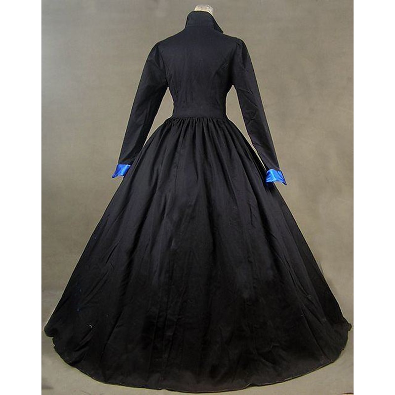 Rococo Victorian Renaissance Floor Length Dress Party Costume Masquerade Plus Size Normal Puff Balloon Sleeve Flare Cuff Sleeve Princess Lace Toile Vintage Ball Gown V Wire Fancy Dress Women's Royal2