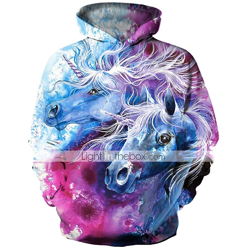 Kids Toddler Girls' Hoodie & Sweatshirt Long Sleeve Unicorn Geometric 3D Animal Print Purple Children Tops Active Basic4