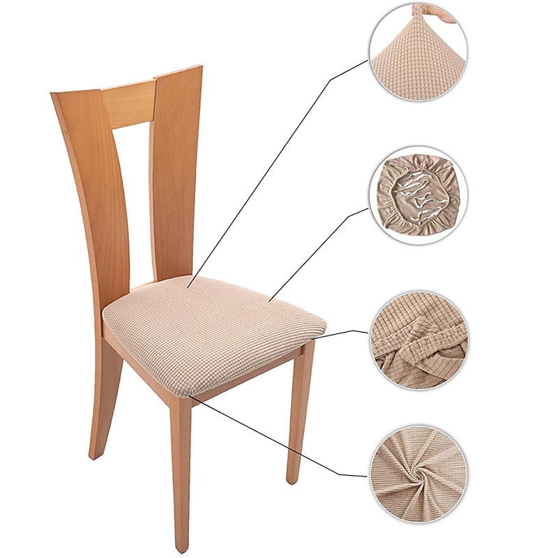 2 Pcs  Dining Room Chair Seat Cover White Stretch Chair Slipcover Black Grey Soft Burgundy Red Solid Color Durable Washable Furniture Protector For Dining Room Party3