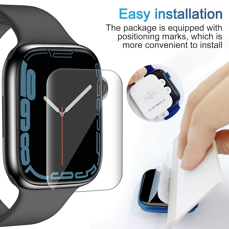 [6 Pack] Watch Screen Protector Compatible with Apple Watch Series 8 7 41mm 45mm Series 6 5 4 SE 40mm 44mm Series 3 2 1 38mm 42mm Privacy Screen Protectors High Definition TPU Watch Accessories4