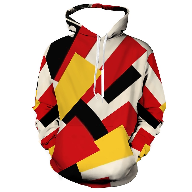 Men's Color Block Graphic Prints Hoodie Hoodies Sweatshirt Designer Casual Long Sleeve Hooded Daily Sports Yellow Red Print Spring &  Fall Designer3