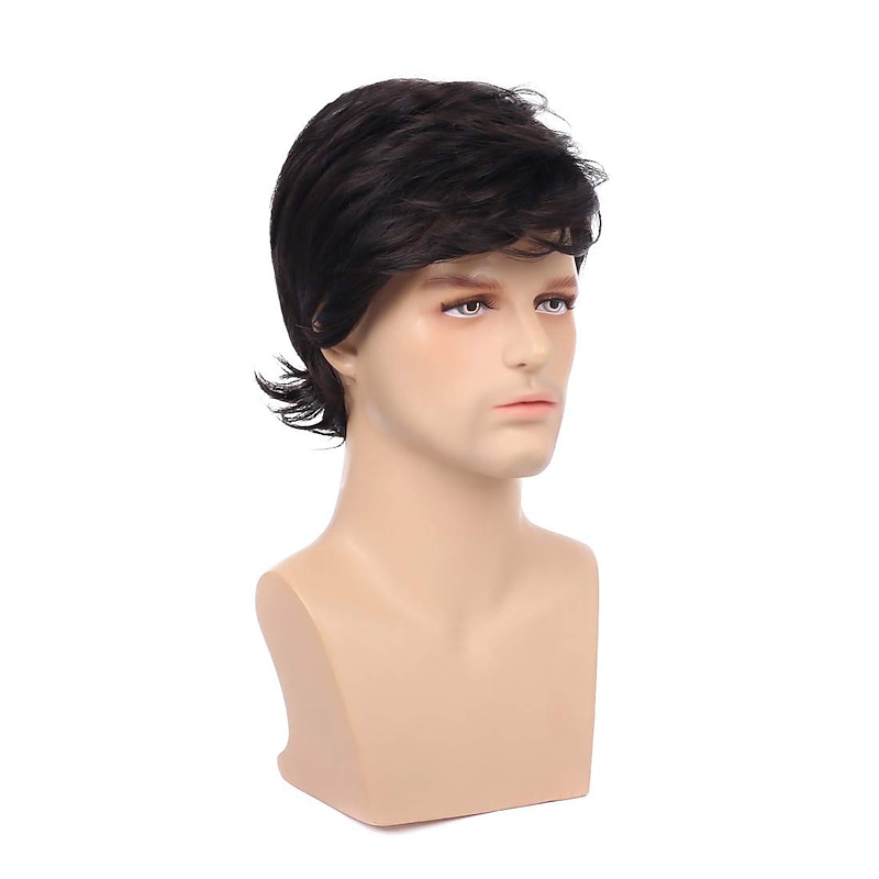 Black Wigs for Men Synthetic Wig Straight Wig Black Synthetic Hair Men'S Black4