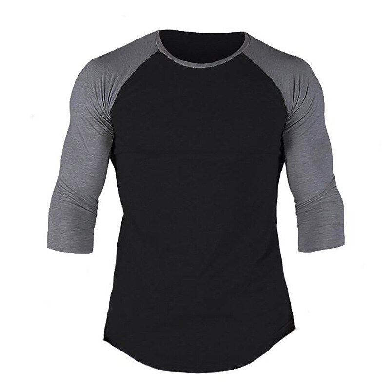 Men's T Shirt Long Sleeve Shirt 3/4 Length Sleeve Crew Neck Spring &  Fall Graphic Color Block Raglan Sleeve Sports Fashion Lightweight Vacation Casual Holiday Black White Gray Top Tee for Men3
