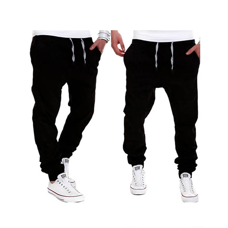 Men's Sweatpants Joggers Trousers Drawstring Solid Colored Full Length Daily Sports Going out Active Streetwear Black Navy Blue Micro-elastic3