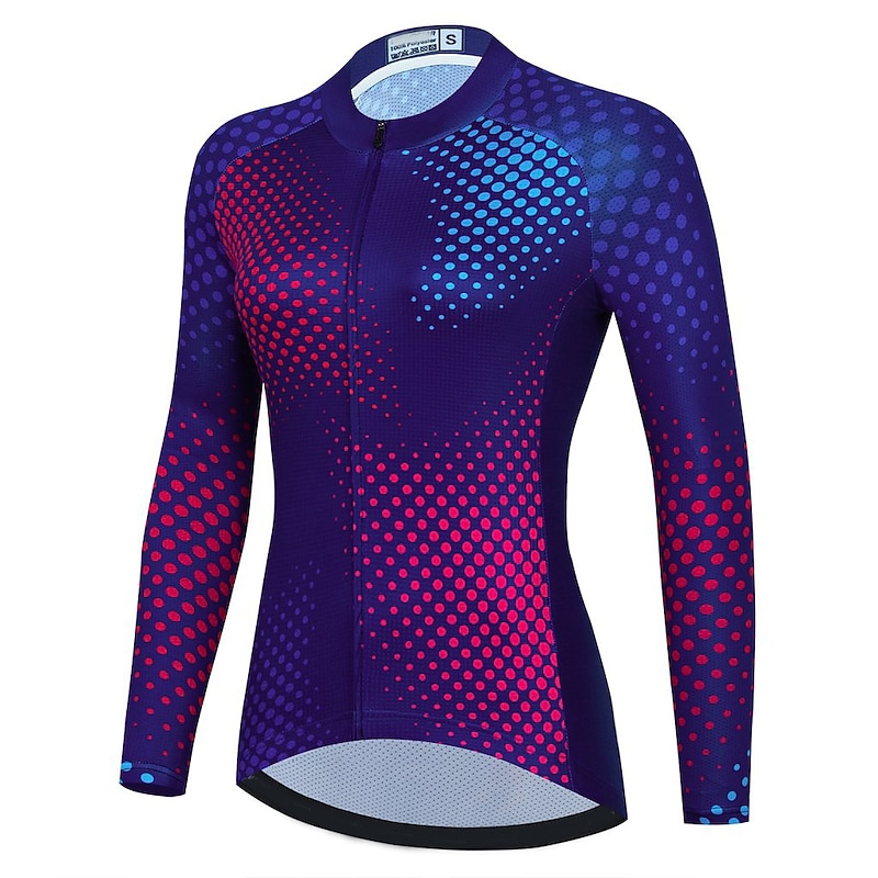 Women's Cycling Jersey Polka Dot Long Sleeve Bike Jersey Top with 3 Rear Pockets Mountain Bike MTB Road Bike Cycling Quick Dry Reflective Strips Back Pocket Moisture Wicking Sports Dark Blue Clothing2