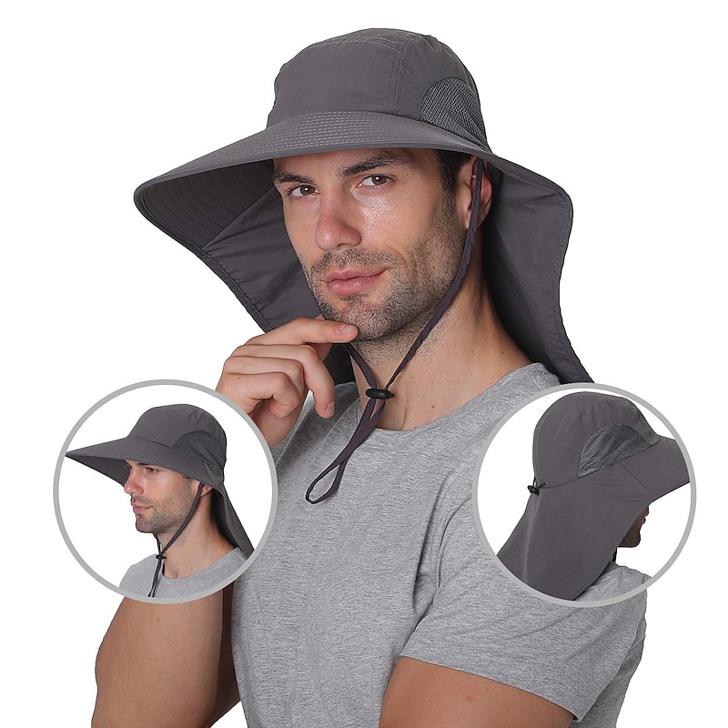 Sun Hat Bucket Hat Fishing Hat Hat with Neck Flap Cover Packable Waterproof Summer Wide Brim Men's Fishing Activity3