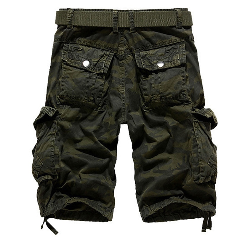 Men's Cargo Shorts Camo Shorts Hiking Shorts Multi Pocket Multiple Pockets Camouflage Breathable Outdoor Knee Length Casual Daily Streetwear Stylish Camouflage Red Camouflage Blue Inelastic3