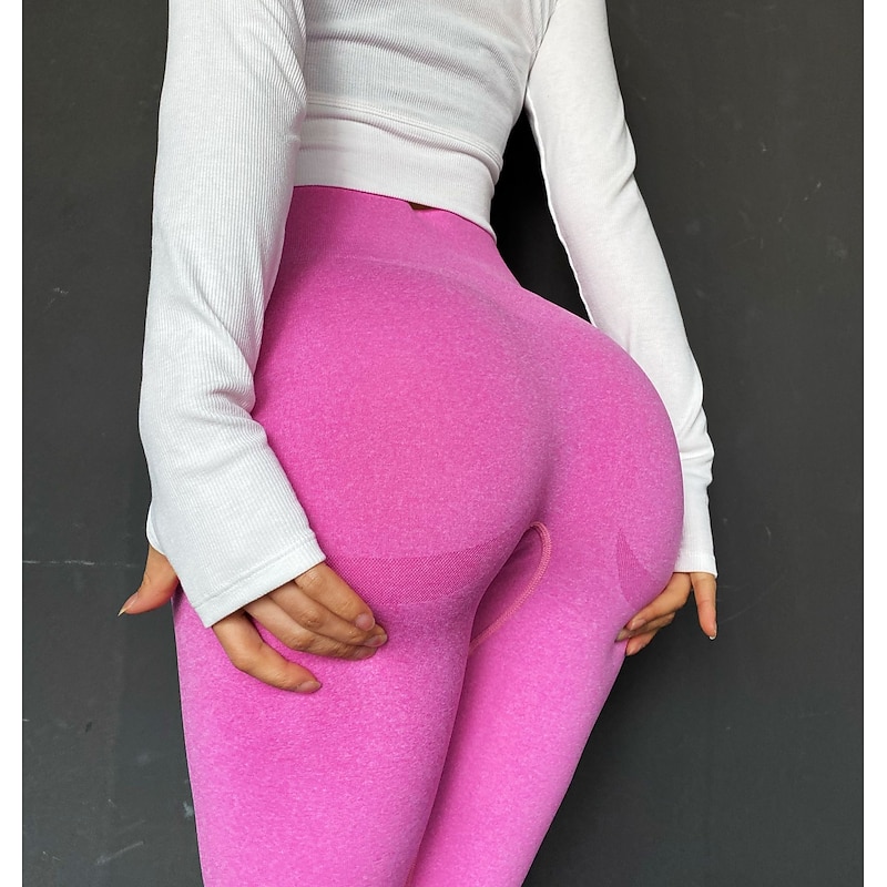 Women's Seamless Leggings Workout Yoga Fitness Gym Workout Tights Ruched Butt Lifting Stretchy Leggings High Stretch Squat-proof Activewear
