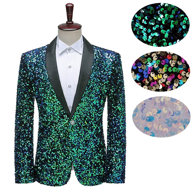 Disco 1980s Coat Masquerade Hippie Disco Sequin Fancy Dress Men's Carnival Costume Event / Party Bachelorette Party Pride Parade Adults Coat