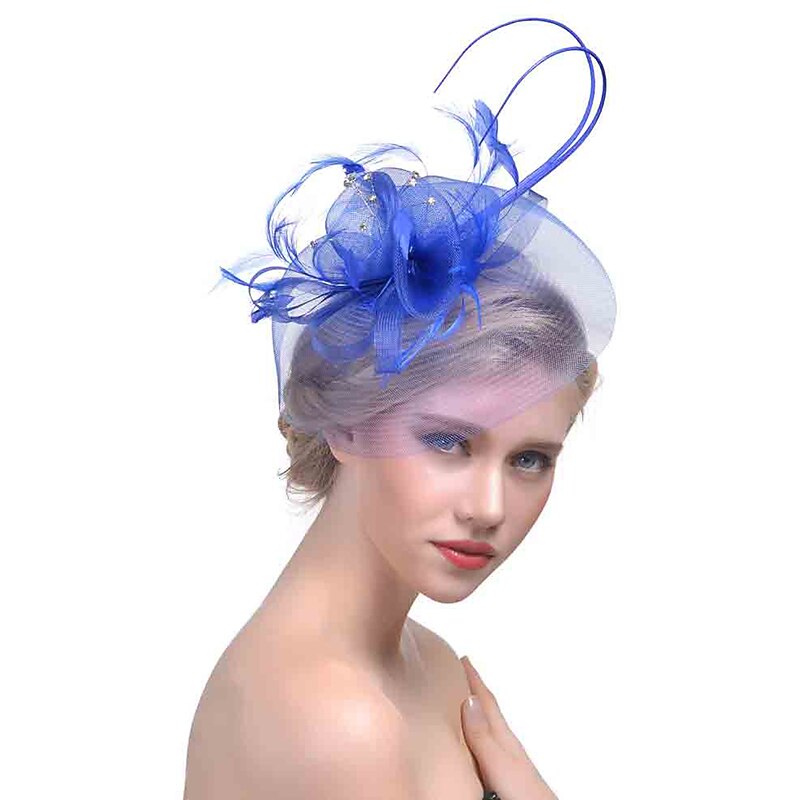 Fascinators Hats Headwear Organza Polyester / Polyamide Bucket Hat Party / Evening Holiday Vintage Style With Rhinestone Headpiece Headwear3