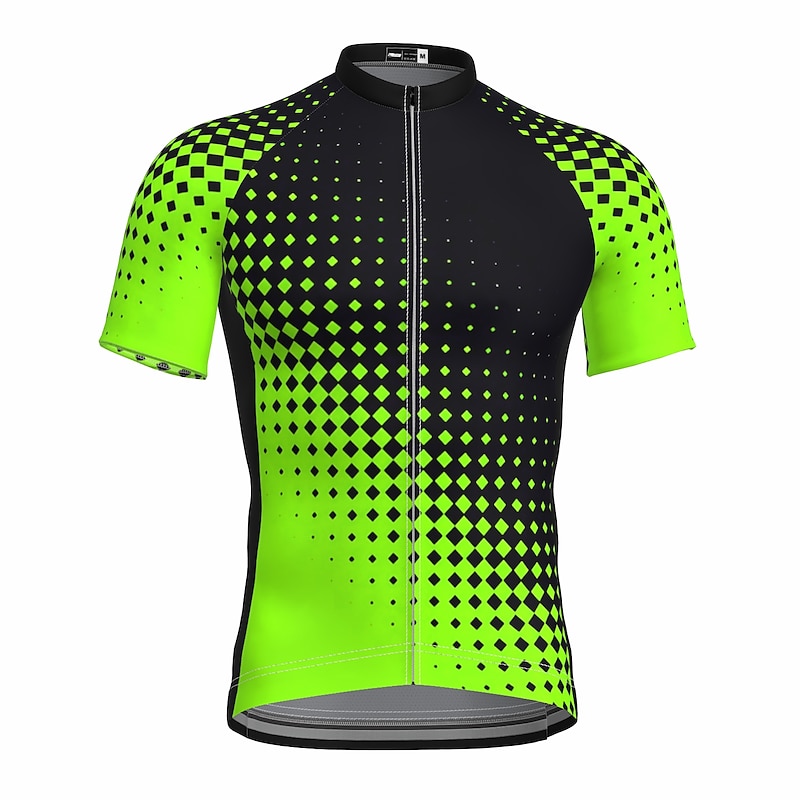 Men's Cycling Jersey Polka Dot Gradient Short Sleeve Bike Jersey Top with 3 Rear Pockets Mountain Bike MTB Road Bike Cycling Quick Dry Reflective Strips Back Pocket Moisture Wicking Sports Yellow Red2