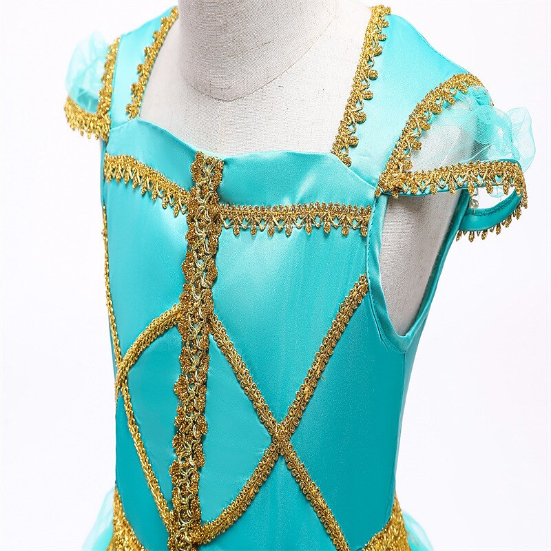 Princess Jasmine Cosplay Costume Outfits Girls' Movie Cosplay Cute Green Top Pants Halloween Children's Day New Year Polyester World Book Day Costumes4