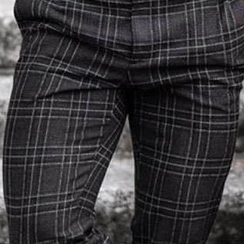 Men's Trousers Chinos Jogger Pants Plaid Dress Pants Pocket Lattice Breathable Soft Business Casual Daily Fashion Streetwear Black Light Green2