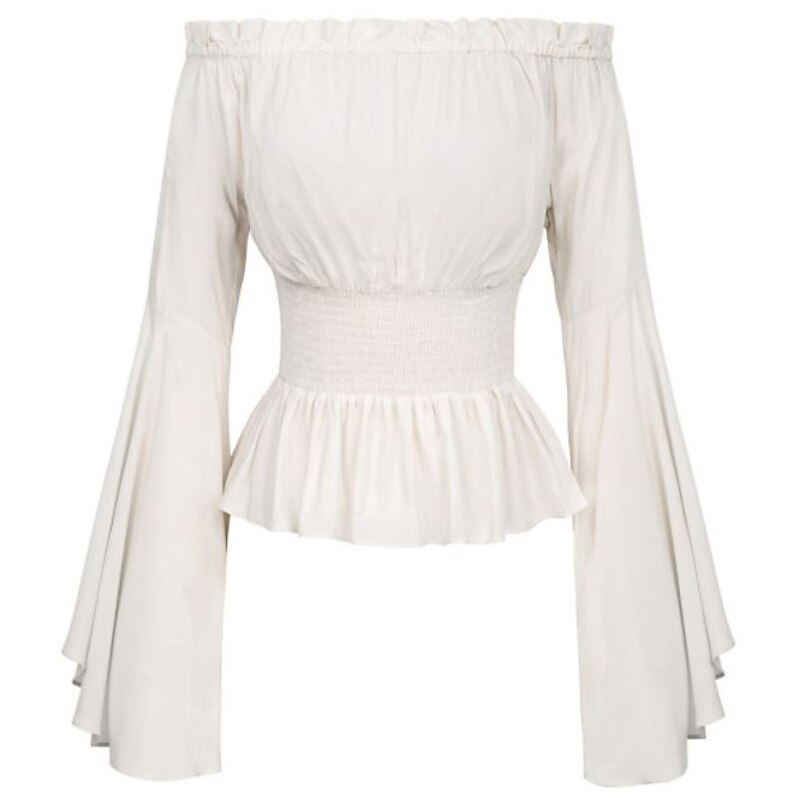 Elegant Punk & Gothic Medieval Blouse / Shirt Party Costume Normal Flare Cuff Sleeve Maid Costume Viking Country Girl Off Shoulder Classic Mermaid / Trumpet Collarless Fancy Dress Women's Celtic