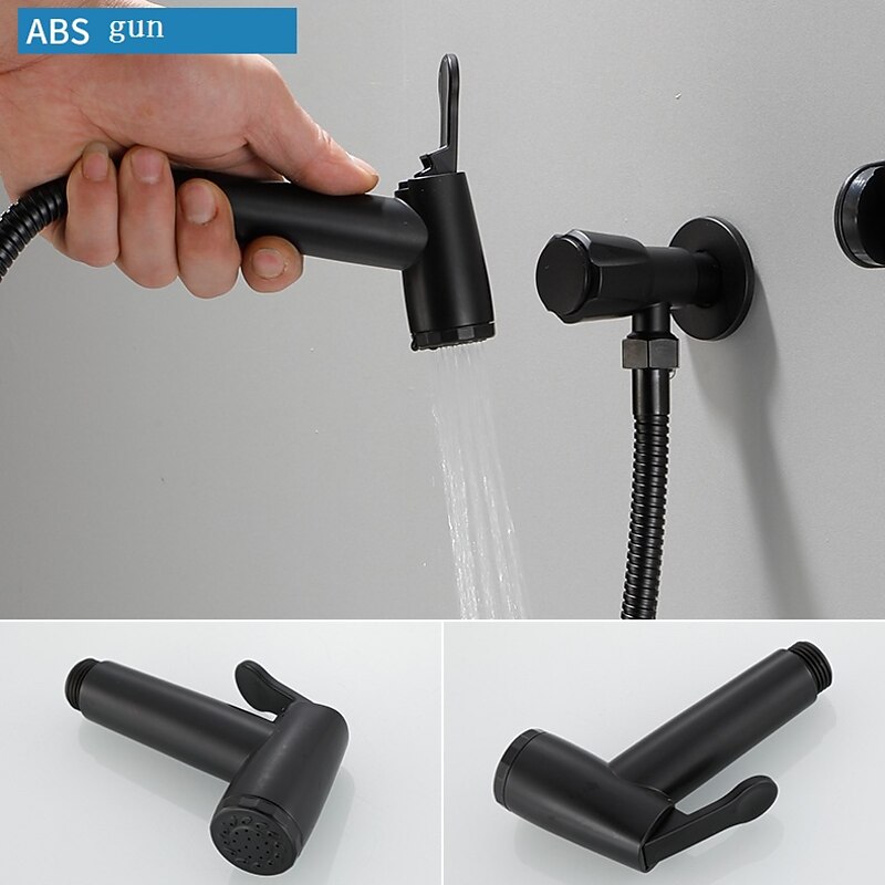 304 Stainless Steel ABS Hand-held Bidet Simple Black Shower Sprayer Wash Butt Hand Wash Black Toilet Companion Spray Gun3