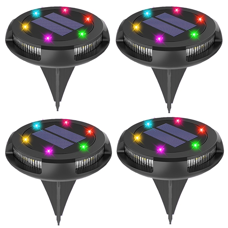 4pcs Solar Lawn Ground Lights Outdoor Waterproof Colorful LED Garden Light Sidewalk Steps Lawn Lighting Landscape Patio Decoration Lamp
